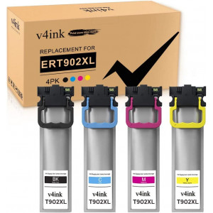 v4ink Remanufactured Epson 902XL T902XL High-Yield Ink Cartridge 4-Piece Combo Pack